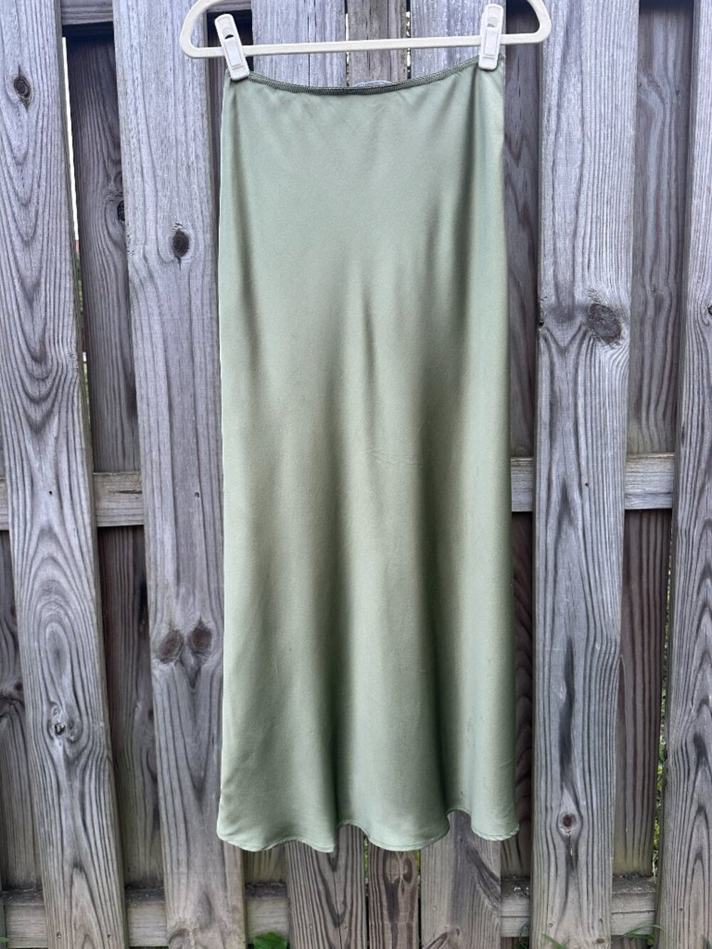 Reformation Layla Silk Skirt Artichoke Green Midi Slip 4 - Picture 5 of 10